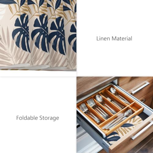 Tropical Leaves Placemats Set of 8,Cotton Linen Fabric Place Mats,Summer Farmhouse Botanical Leaf Branches Washable Decorative Table Mats Protector for Home Kitchen Dining Wedding Party Coffee Tables - Image 5