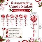 6 Pcs Christmas Outdoor Yard Stakes 17.4" Candy Cane Decor - Image 3