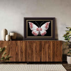 Dark Brown Framed Butterfly Canvas Wall Art Black Pink Butterfly painting Decor Pictures Dark Moody Flower Insect Bedroom Living Posters Prints for Corridor Classroom Kitchen Room Decoration - Image 4