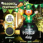 B&D 6FT St Patricks Day Inflatables Outdoor Decorations, Blow Up Leprechaun Holds Beer Cup Sitting on Pot of Gold Built-in LED Lights, St Patricks Day Decorations for Irish Day Yard Garden Lawn Decor - Image 5