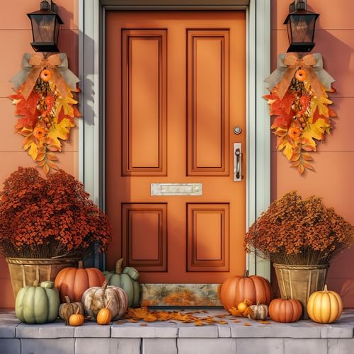 Shihanee 2 Pack 20 in Fall Teardrop Swags Autumn Front Door Decor - Image 4