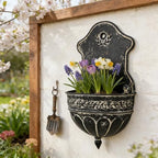 Vintage Rustic Wall Planter Distressed Decor Iron Hanging Plant Basket Shabby Metal Wall Mounted Flower Holder Pot Stand for Indoor Outdoor Home Balcony Patio Farmhouse Garden Decorative Bird Black - Image 2