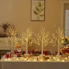 4 Pack Lighted Trees for Indoor Decor with Timer, 24 LED 2FT White Light up Birch Tree Tabletop Lamp for Birthday Thanksgiving Wedding Decor, Small Christmas Tree with Lights - Image 5