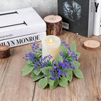 8 Pack Lavender Candle Ring Wreaths, Mini Wreath for Pillar Candle - Image 4