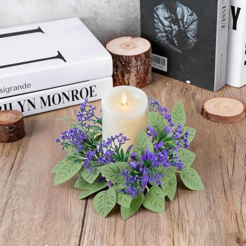 8 Pack Lavender Candle Ring Wreaths, Mini Wreath for Pillar Candle - Image 4