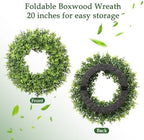 20IN Artificial Boxwood Wreaths for Front Door,Spring Summer All Season Wreath,Green Wreath Suitable for Wall、Door、Farmhouse 、Indoor、Outdoor Decor - Image 3