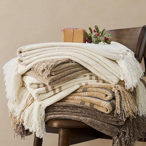 EverGrace Chenille Knit Throw Blanket for Couch, 50"x60", Mocha Brown - Image 7