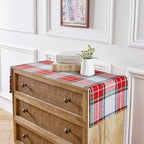 Solino Home 100% Pure Linen Table Runner White, Stewart Plaid 14 x 48 in - Image 4