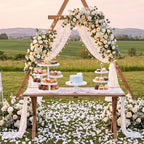RattanView 7 Pcs Wooden Cupcake Stand Set with Cake Pedestal Trays,White - Image 6