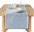 Over&Back 18x108 Woven Frayed Chambray Cotton Table Runner - Washable Table Runners for a Custom Home Decor Tablescape - Hand-Finished Frayed Edges - Coffee Table, Dinner Table, Living Room - Blue by overback