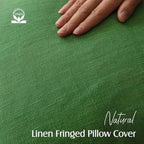 Foindtower Decorative Linen Fringe Throw Pillow Covers 22×22 Forest Green - Image 2
