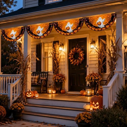 Halloween Half Fan Banner Decorative Flag, Ghost Pumpkin, 1.5X3FT 6-Pack - Image 5