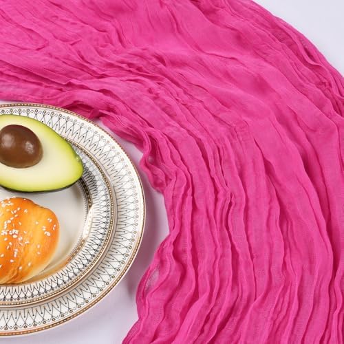 12 Pack 10Ft Hot Pink Cheesecloth Table Runner 23 x 120 Inch - Image 5