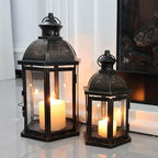 Large Lantern Decorative Outdoor & Indoor, Set of 2 (15’’&11’’) Metal Candle Lanterns Decor, Vintage Hanging Candle Holder for Front Porch Patio Wedding Farmhouse Home, Spring Decoration - Image 2