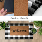 2-Piece Front Door Mat Set, Coir Welcome Mat & Black White Plaid Mat - Image 5
