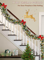 Christmas Garland with Lights, 9Ft Prelit Garland, 8 Light Modes & Timer - Image 3