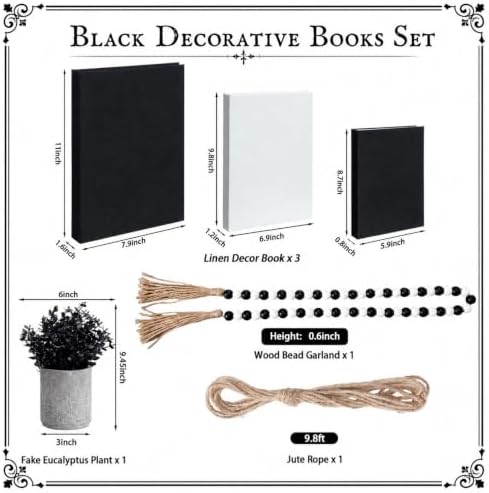 Pinkunn 5 Pcs Gothic Decorative Books with Fake Plants Bead Garland Hemp - Image 3
