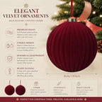 Pinkunn 4 Pcs Large Velvet Burgundy Christmas Ball Ornaments 8 Inch - Image 3