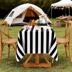 Fanqisi 2 Packs Black and White Striped Tablecloth 57 x 120 Inch Rectangle Waterproof Table Cover Halloween Table Cloth for Birthday Wedding Dining Banquet Outdoor Party Decorations - Image 7