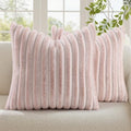 decorUhome Fall Faux Fur Throw Pillow Covers 26x26 Set of 2 Pink White by decorUhome