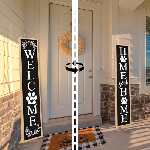 Outdoor Welcome Sign Front Porch Door Decor, 45"X9" Wood Black - Image 3