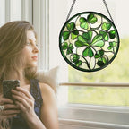 Ireland Green Clover Stained Glass Window Hanging Suncatcher Gifts 15" - Image 2