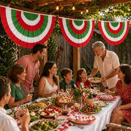 4Pack 2x4ft Christmas Bunting Flags Red White Green Pleated Fan Flag Bunting for Xmas Holiday Outside Garden Porch Decor - Image 5