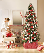 Christmas Tree Collar Red Sequin Collapsible Tree Skirt 25.59 Inch Velvet Christmas Tree Ring Cover for Xmas Artificial Tree Home Ornaments - Image 2