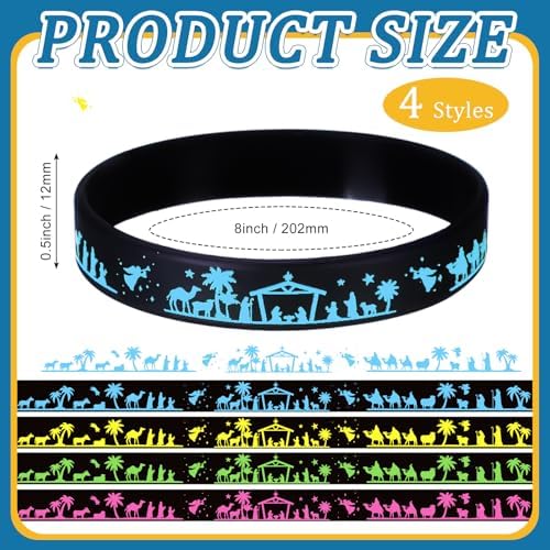Soulchen 200 Pcs Christmas Nativity Silhouette Silicone Bracelets Wristband - Image 2