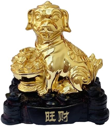 Betterdecor Gold Color Feng Shui 12 Chinese Zodiac Animal Statue Figurine Home Office Decoration and Gift for New Year Holidays and Birthday (Zodiac Dog) by Betterdecor