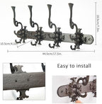 Sungmor Vintage Cast Iron Wall Hook Rack - Ornate 4-Hooks Coat and Hat Organizer - Heavy Duty Decorative Hanger for Entryway, Bathroom, or Mudroom - Retro Court Style & Rustic Bronze Finish - Image 6