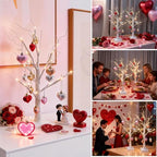2Pack Valentines Day Decor Lighted Birch Tree with Heart-Shaped Ornaments,USB&Battery Operated Light Up Artificial Tree for Home Indoor Party Valentines Day Decorations (Warm White) - Image 5