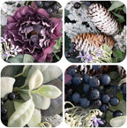 Winter Wreath for Front Door, 24 Inch Christmas Snow Covered Artificial Door Wreath with Purple Peonies, Green Leaves, Pine Cones and Berries, Winter Decor for Indoor or Outdoor - Image 2