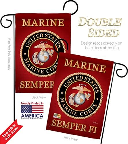 Marine Corps Garden Flag - 2pcs Pack Armed Forces USMC Semper Fi United State American Military Veteran Retire Official - House Decoration Banner Small Yard Gift Double-Sided Made in USA 13 X 18.5 - Image 3
