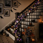 DecorbyHannah 6ft Halloween Garland for Mantle with Lights Black Rose Decor - Image 2