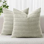 MIULEE Euro Sham Corduroy Decorative Throw Pillow Covers 24x24 Light Green by MIULEE