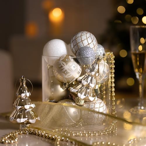 Valery Madelyn Christmas Ball Ornaments, 100ct White and Gold Shatterproof Christmas Tree Decorations Set, Elegant Hanging Ornaments for Xmas Trees Bulk Holiday Wedding Party Decor - Image 4