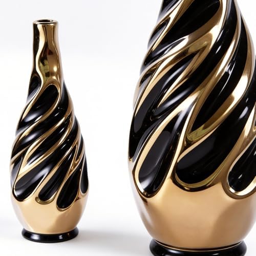 Yundu Gold with Black Vase Set of 2 - Image 4