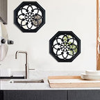 ZOLAPI 2-Piece Octagon Wall-Mounted Mirrors,Vintage Farmhouse Mirror for Wall Decor,Black Decorative Accent Mirror for Foyer, Bathroom, Bedroom. (12”x12”) - Image 4