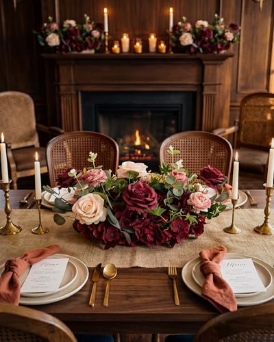 18inch Aisle Flower Garland Centerpieces, Burgundy & Blush Rose - Image 2