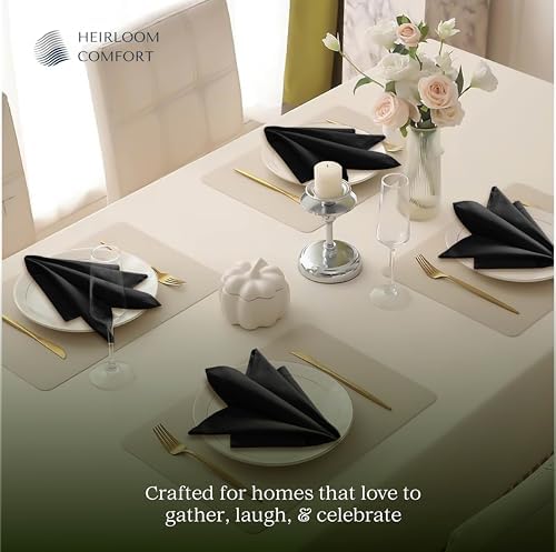 Black Cloth Napkins 18"x18" - Set of 12 - Absorbent, Soft, Durable, Washable, Reusable 100% Cotton - Hemstitch Mitered Edges - Ideal for Everyday, Parties, Weddings, Formal Dinners - Image 6