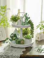 Hanobe 2 Tiered Decorative Trays Stand Boho Coffee Table Decor - Image 3