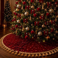 Roowest 48 Inch Burgundy Christmas Tree Skirt Velvet, Round by Roowest