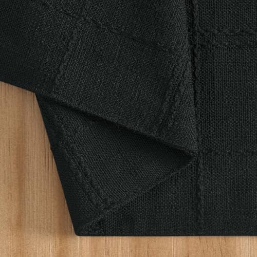ZeeMart Linen Checked Farmhouse Placemats Set of 6, Black 13x19in - Image 3