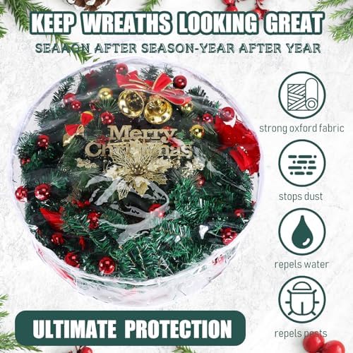 Shappy 14 Pieces Wreath Storage Bags 30 Inch Dual Zippers,Clear - Image 3