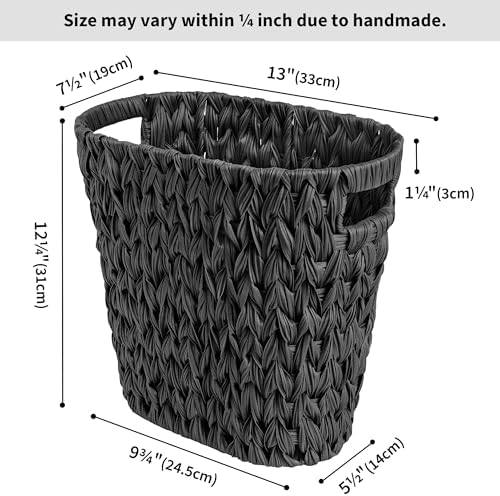 GRANNY SAYS Wicker Trash Can, Wicker Waste Basket for Bathroom, Black - Image 6
