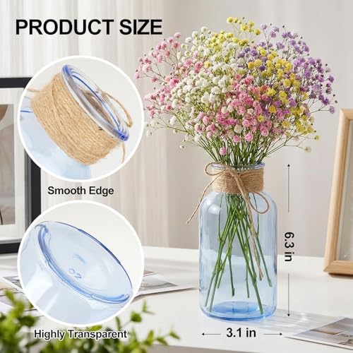 Mason Jars for Centerpiece Glass Flower Bud Vase Blue Vases, 12 Pc - Image 2