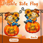Thanksgiving Garden Flag, Scarecrow Boy & Girl Shape, 12x18 In - Image 3