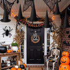 Beeveer 3 Pcs Halloween Rattan Witch Hat Decor, 14/12.2/10.2 Inch - Image 6