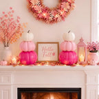 Marsui 2 Set 11.8'' Pink Stacked Pumpkins Breast Cancer Awareness Decor - Image 3